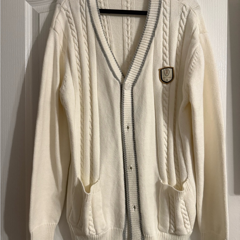 Brunello Cucinelli Cream Cardigan with Gray Accents
